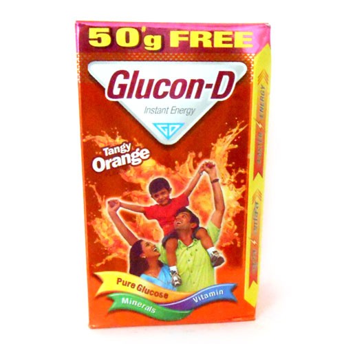 Glucon D Pure Glucose Tangy Orange 200 gm Carton